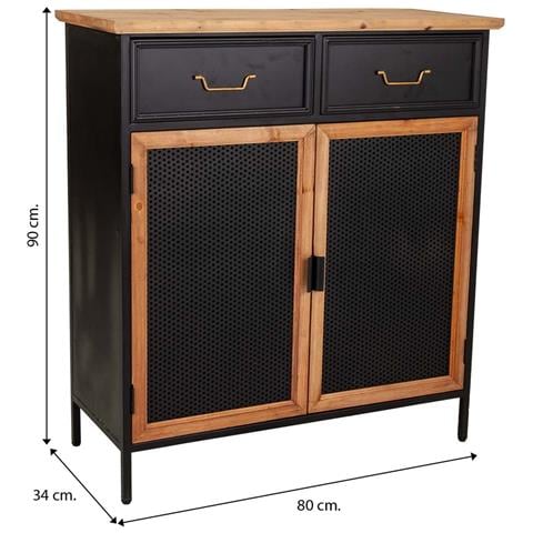 Mobile Da Ingresso In Legno E Metallo Nero 80x34x90h - Foto 8