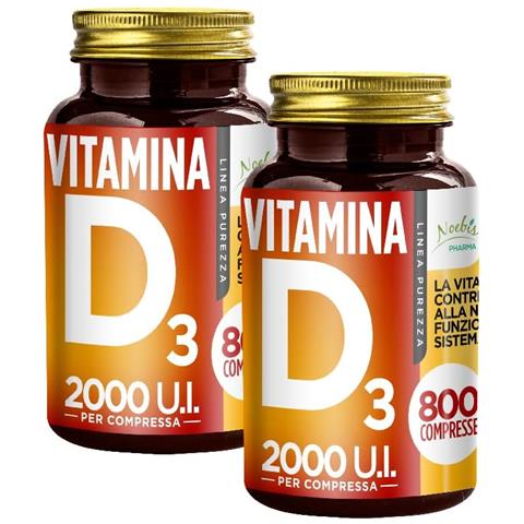 Vitamina D3 2000 UI 800 Compresse - Colecalciferolo 50 mcg - Ossa, Denti, Muscoli e Difese Immunitarie (Confezione doppia) - Foto 1