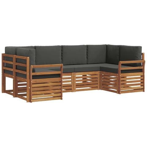 Set divani 20 pcs Naturale e Antracite Legno di Acacia Massello - Foto 1