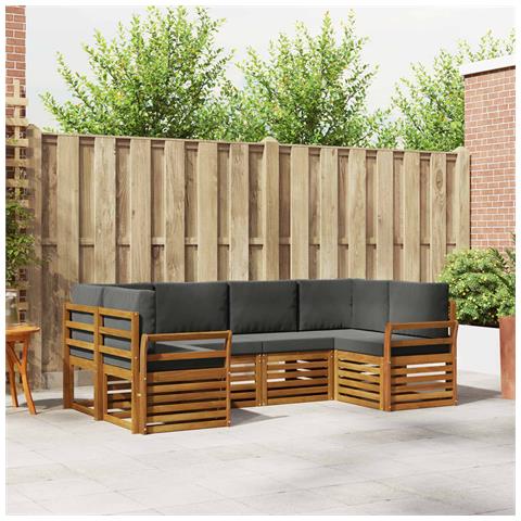 Set divani 20 pcs Naturale e Antracite Legno di Acacia Massello - Foto 2