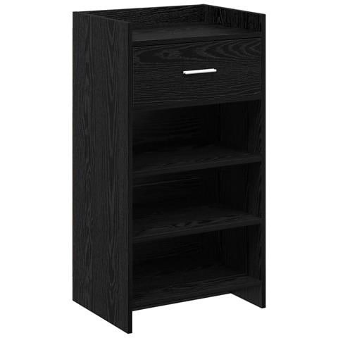 Mobile per scarpe con cassetto Rovere Nero 48 x 36 x 92 cm - Foto 1
