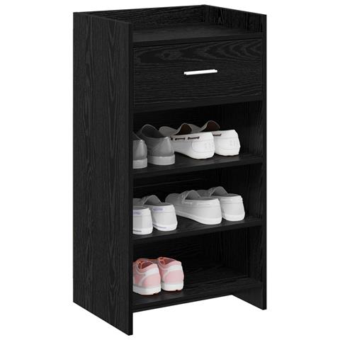 Mobile per scarpe con cassetto Rovere Nero 48 x 36 x 92 cm - Foto 2