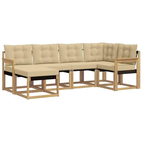 Set di divani da esterno con cuscino 6 pcs Bianco e Beige - Foto 1