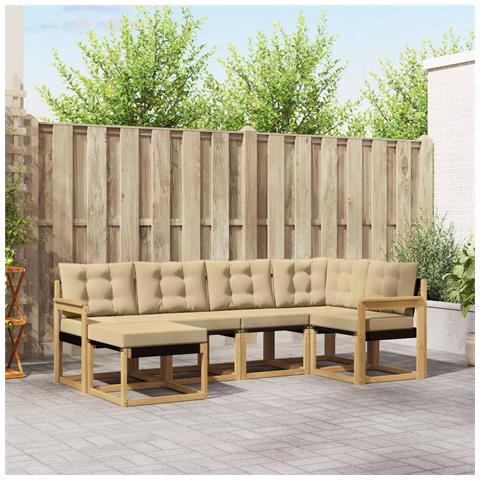 Set di divani da esterno con cuscino 6 pcs Bianco e Beige - Foto 2