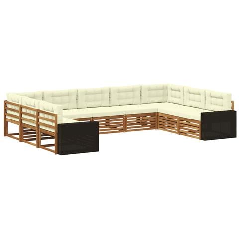 Set di divani da esterno con cuscino 9 pcs Naturale e Crema - Foto 1