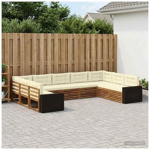 Set di divani da esterno con cuscino 9 pcs Naturale e Crema - Foto 2