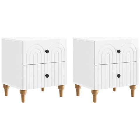 Armadio da Notte 2 pcs Bianco Lucido 43 x 34,5 x 48 cm - Foto 1