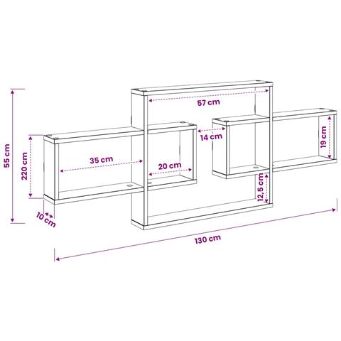 Scaffale da parete Sonoma grigio 130 x 10 x 50 cm - Foto 8