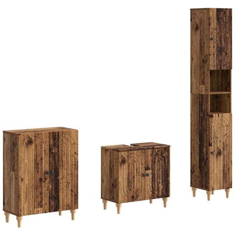 Set di armadietti da bagno in 3 pezzi ALKMAAR Legno antico - Foto 1