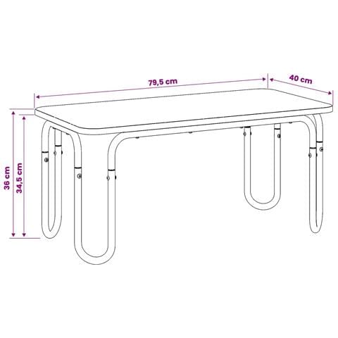 Tavolino da salotto Nero 79,5 x 40 x 36 cm Legno ingegnerizzato - Foto 6