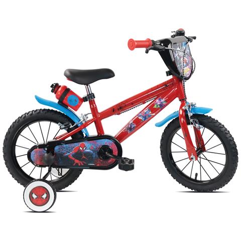 Spiderman 14'', Bicicletta Per Bambini, Adatta A Bambini Tra I 3 E I 5 Anni, Per Altezza Tra 85 E 105 Cm, Con Scudetto Frontale E Stabilizzatori Laterali - Foto 1