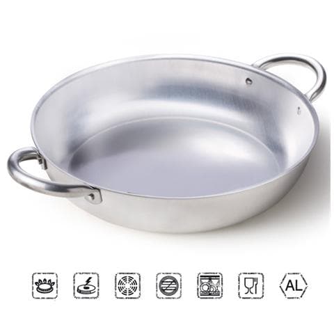 Tegame Saltapasta in Lega di Alluminio con Manico in Acciaio per Uso Professionale - Diametro 30 cm - Foto 2