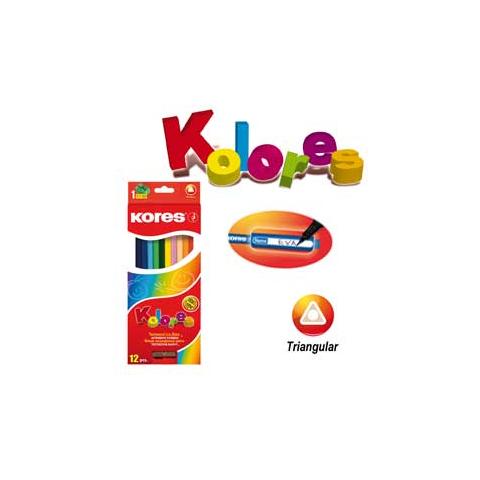 12 pastelli colorati kolores triangolari c / temperamatite kores - Foto 1