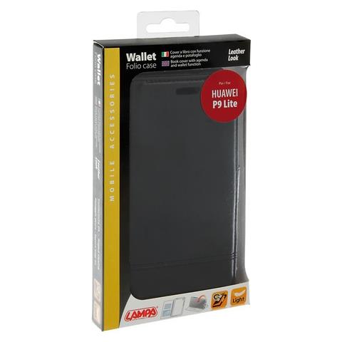 Wallet Folio Case, Cover A Libro - Huawei P9 Lite - Nero - Foto 1