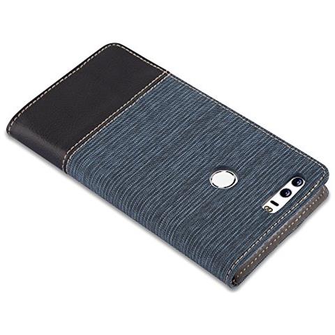 Cadorabo Custodia Compatibile Con Honor 8 In Blu Scuro Nero - Coperchio Protettiva Con Chiusura Magnetica, Funzione Stand E Tasca Per Le Carte - Foto 2
