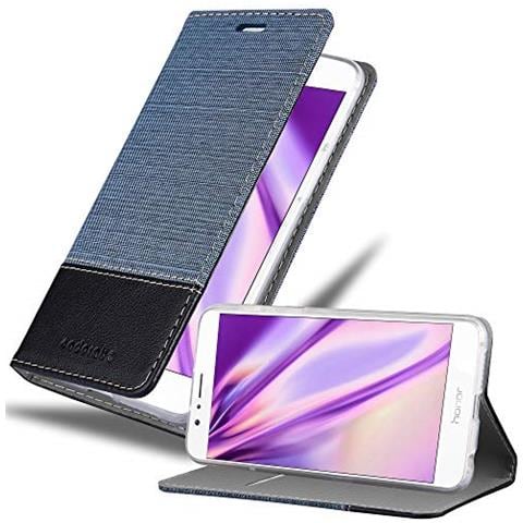 Cadorabo Custodia Compatibile Con Honor 8 In Blu Scuro Nero - Coperchio Protettiva Con Chiusura Magnetica, Funzione Stand E Tasca Per Le Carte - Foto 1