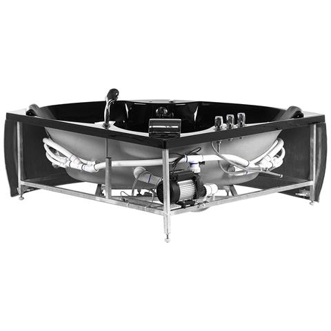 Vasca Da Bagno Angolare Nera Con Idromassaggio E Luci Led 150 Cm Senado - Foto 16