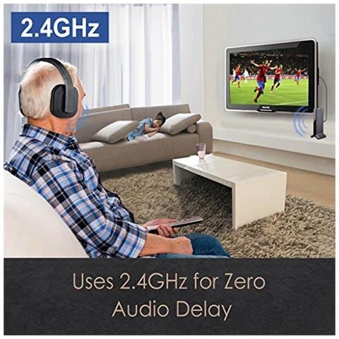 Ht280 Cuffie Wireless Per Tv Senza Fili Con Trasmettitore Rf 2.4g, Dock Di Ricarica, Sistema Ottico Digitale, Cuffia Ad Alto Volume Ideale Per Anziani E Ipoudenti, Portata 30 Metri - Foto 2