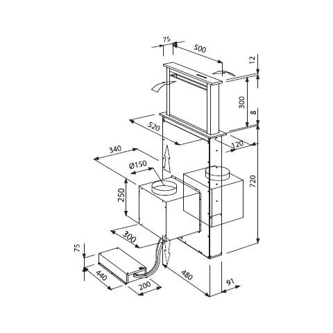 Cappa da Tavolo Domino Ghost S4000 Aspirante e Filtrante 52 cm Colore Nero e Acciaio inossidabile - Foto 6