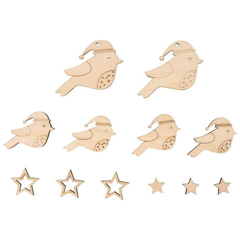Decorazioni In Legno Da Appendere Da 2,5 A 4,3 Cm - Uccelli E Stelle - Foto 1