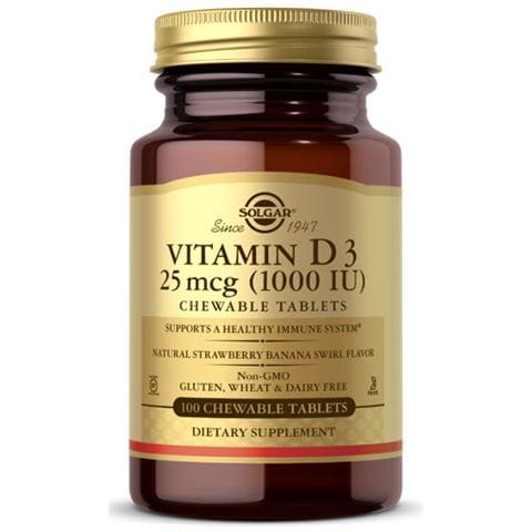 Vitamina D3 1000 Ui 100 Compresse Masticabili Al Gusto Naturale Di Fragola E Banana. - Foto 1