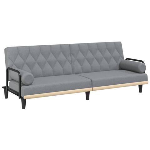 Divano Letto Con Braccioli Grigio Chiaro In Tessuto - Foto 1