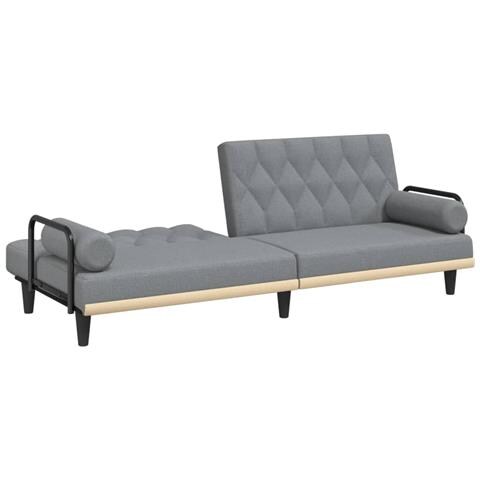 Divano Letto Con Braccioli Grigio Chiaro In Tessuto - Foto 9