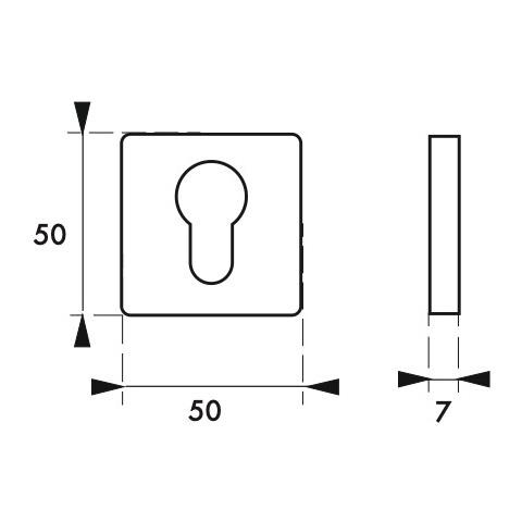 Coppia Borchie, Rosetta Quadrata Zibel 50x50 Foro Per Cilindro Europeo, Nero Satinato - Thirard - Foto 1