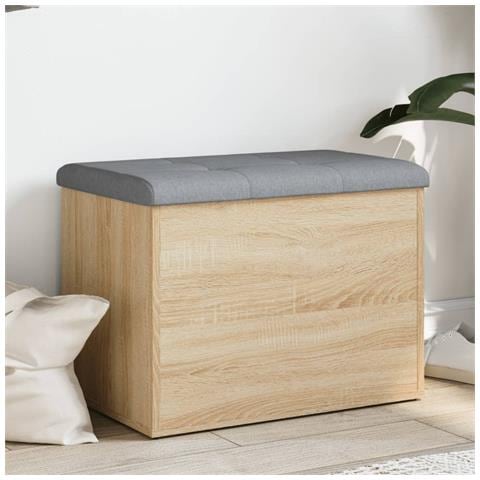 Panca Portaoggetti Rovere Sonoma 62x42x45 cm Legno Multistrato - Foto 1