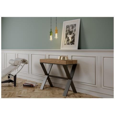Consolle Allungabile 90x40/190 Cm Xenia Small Telaio Antracite - Abete Tinto - Foto 1