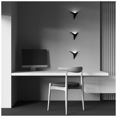 Applique Da Parete Moderno Trame Metallo Nero Luce Led Integrato 3w - Foto 2
