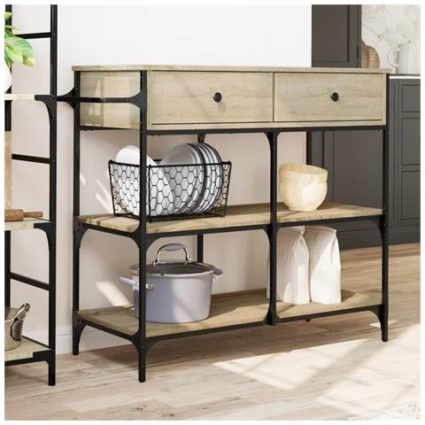 Carrello Da Cucina Rovere Sonoma 105x42x95 Cm Legno Multistrato - Foto 3