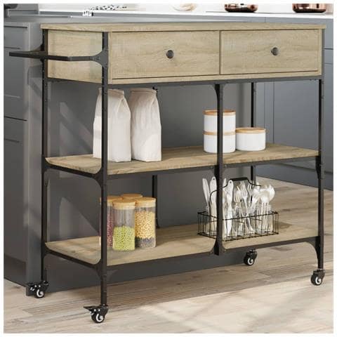 Carrello Da Cucina Rovere Sonoma 105x42x95 Cm Legno Multistrato - Foto 1