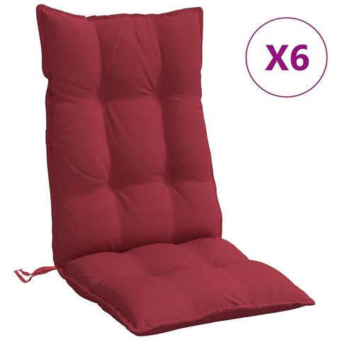 Cuscini Sedia Con Schienale Alto 6 Pz Rosso Vino Tessuto Oxford - Foto 2