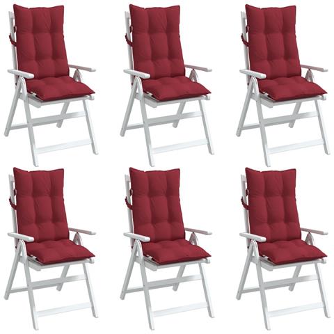 Cuscini Sedia Con Schienale Alto 6 Pz Rosso Vino Tessuto Oxford - Foto 3
