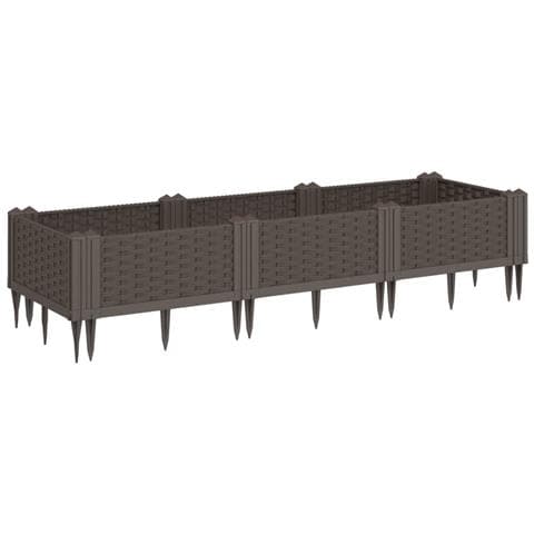 Fioriera Da Giardino Con Picchetti Marrone 125x40x28,5 Cm Pp - Foto 1