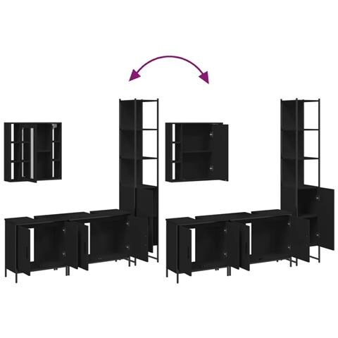 Set Mobili Da Bagno 4 Pz Nero In Legno Multistrato - Foto 8