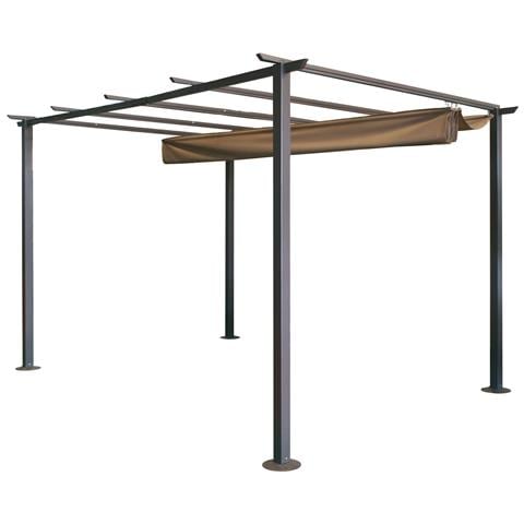 Gazebo Pergola 3x3 Mt Da Giardino Con Struttura Resistente In Acciaio E Telo Scorrevole In Poliestere Impermeabile Veranda - Foto 2