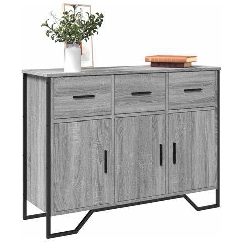 Credenza Grigio Sonoma 97x32,5x74,5 Cm In Legno Multistrato - Foto 1