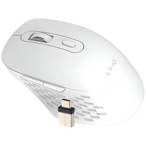 Mouse Senza Fili Wi-fi E Bluetooth 2.4g Con Dongle Usb-c E Usb, Bianco - Foto 1