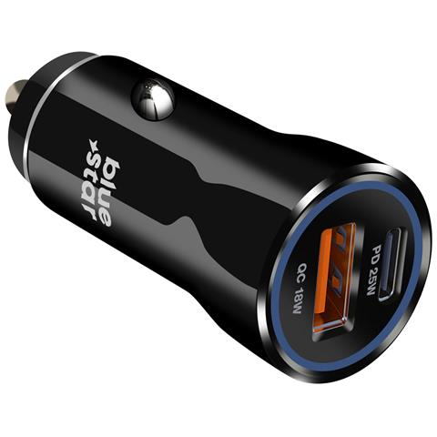 Caricabatterie Auto Usb-c 25w + Usb 18w Carica Rapida Compatto, Nero - Foto 1