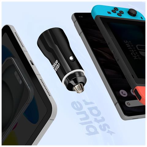 Caricabatterie Auto Usb-c 25w + Usb 18w Carica Rapida Compatto, Nero - Foto 5