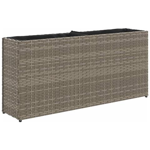 Fioriera Da Giardino Con 2 Vasi Grigia 90x20x40cm In Polyrattan - Foto 2