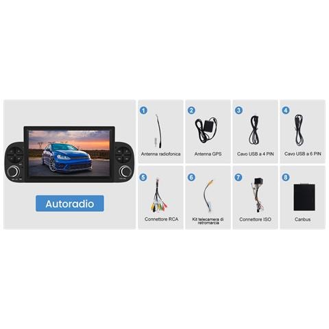 Android 13 Per Fiat Panda (2013-2021) 7 Pollici Autoradio Car Radio 1 Din (2+32gb) Con Carplay Android Auto Fm Rds Gps Bluetooth Wifi Usb Comandi Al Volante - Foto 2