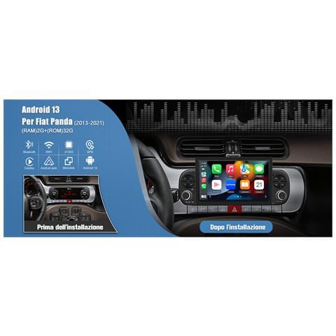 Android 13 Per Fiat Panda (2013-2021) 7 Pollici Autoradio Car Radio 1 Din (2+32gb) Con Carplay Android Auto Fm Rds Gps Bluetooth Wifi Usb Comandi Al Volante - Foto 1