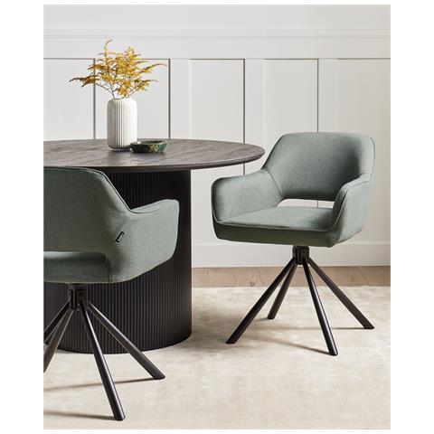 Set Di 2 Sedie Loures Tessuto Verde Scuro - Foto 1