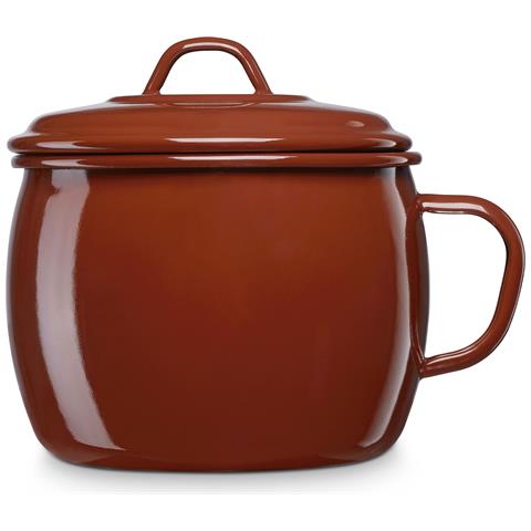 Terra Casseruola Induzione, Acciaio Smaltato 12 Cm Con Coperchio, 1,3 L Vintage Marrone - Foto 1