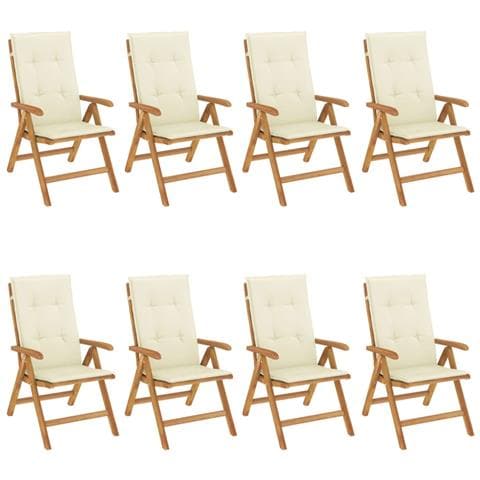 Sedie da Giardino Reclinabili con Cuscini 8 pz in Legno di Teak - Foto 1