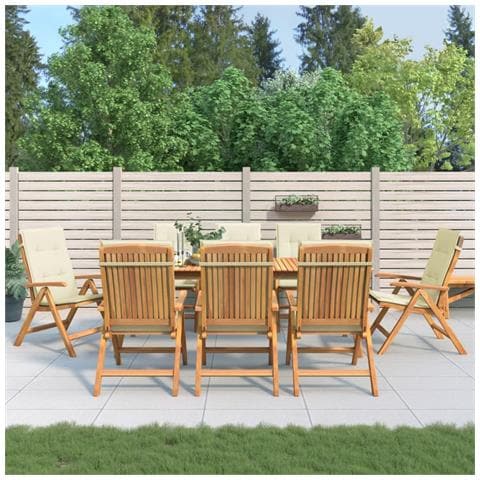 Sedie da Giardino Reclinabili con Cuscini 8 pz in Legno di Teak - Foto 10