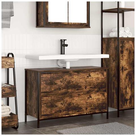 Mobile Lavabo da Bagno con Cassetti Rovere Fumo 90x34,5x60 cm - Foto 1